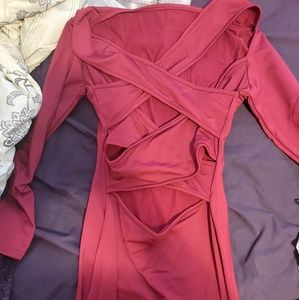 Womens body con dress wine colored
